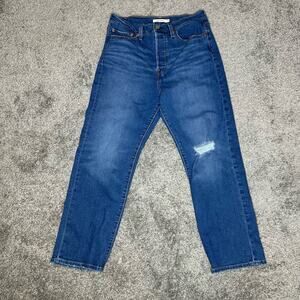 Levi's Wedgie Straight Size 30x28 Inseam of 28 inches distressed hole